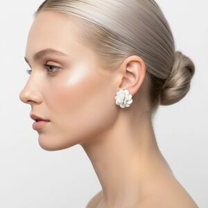Source Unknown Cream Floral Earrings